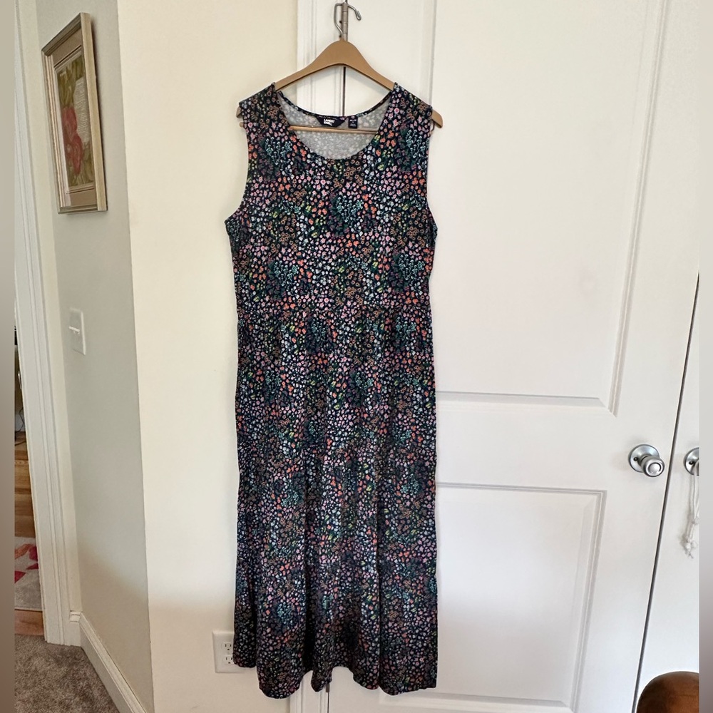 Lands End Floral Sleeveless Maxi Dress XL Petite